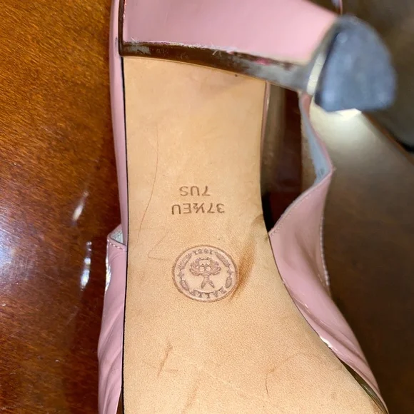Bally Coral Pink Calf Patent Leather Slingback Stiletto platform size 7 - Picture 11 of 16